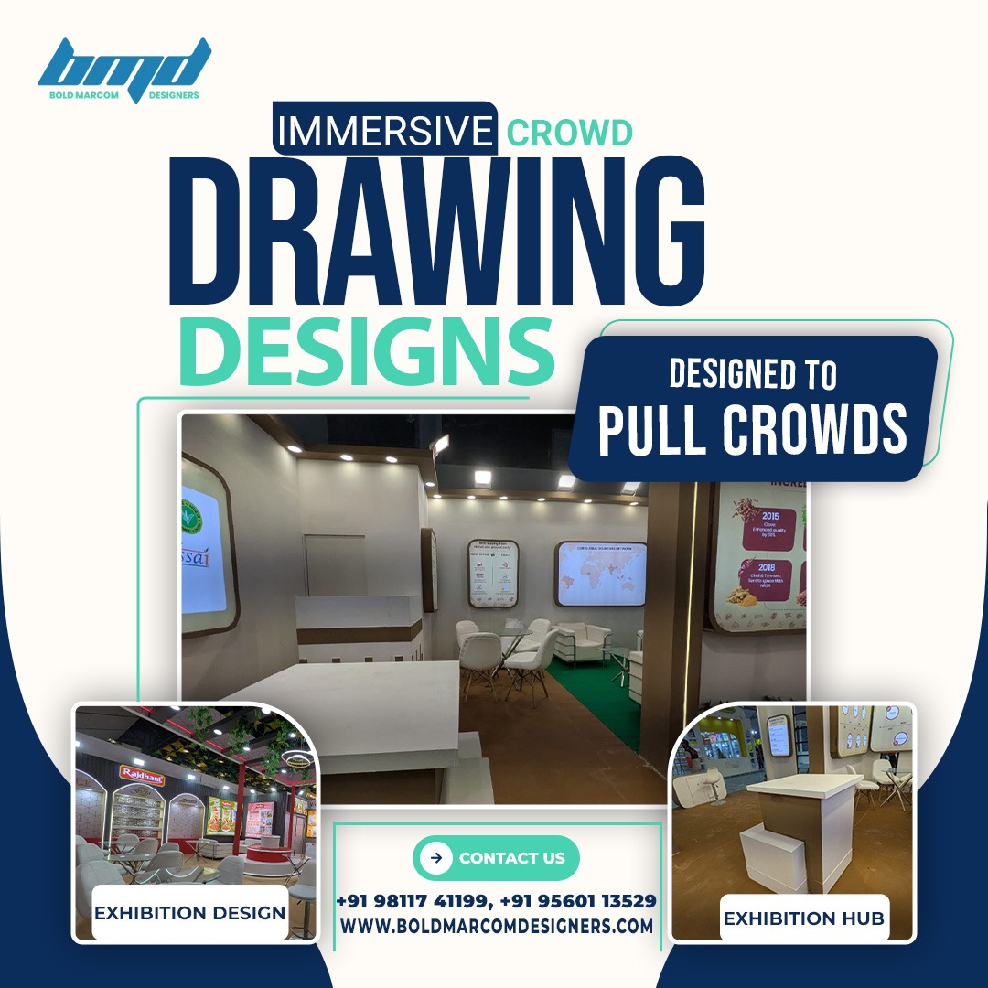 Instagram post showing customized exhibition booth with interactive displays